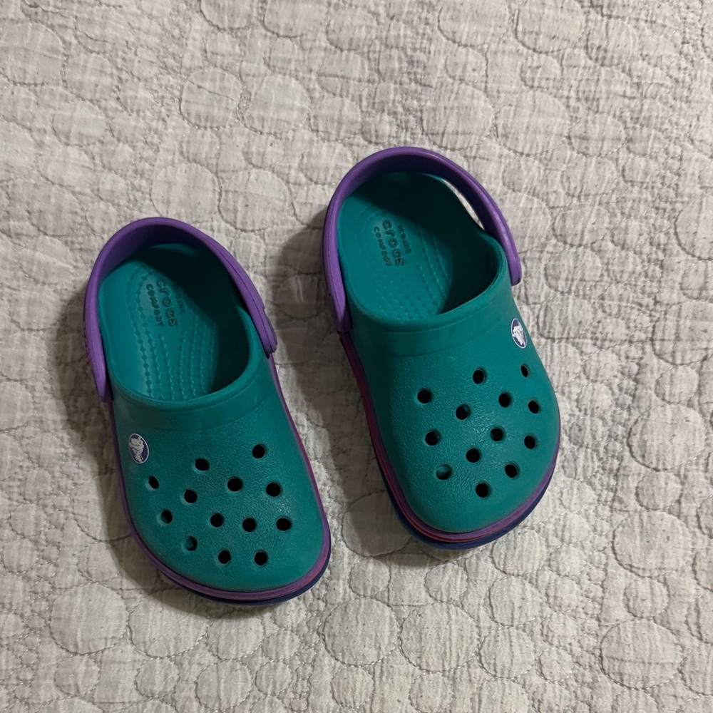 CROCS Kids Teal and Purple Sandals
